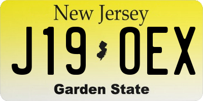 NJ license plate J19OEX