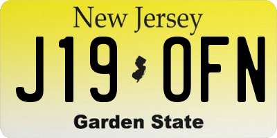 NJ license plate J19OFN