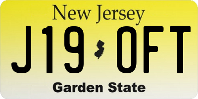 NJ license plate J19OFT