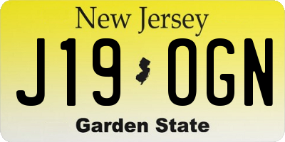 NJ license plate J19OGN
