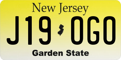NJ license plate J19OGO