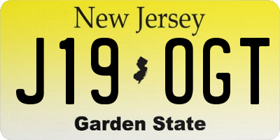 NJ license plate J19OGT