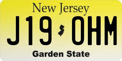 NJ license plate J19OHM