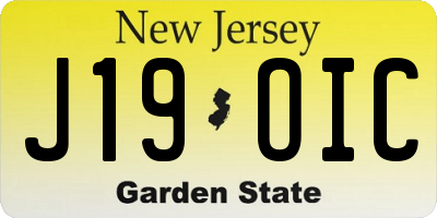 NJ license plate J19OIC