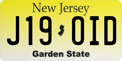 NJ license plate J19OID