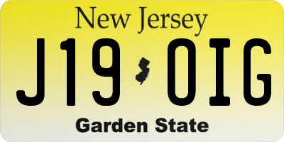 NJ license plate J19OIG