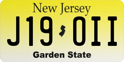 NJ license plate J19OII