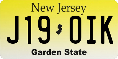 NJ license plate J19OIK