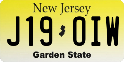 NJ license plate J19OIW