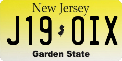 NJ license plate J19OIX