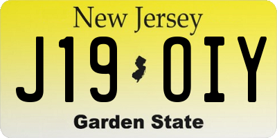 NJ license plate J19OIY