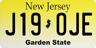 NJ license plate J19OJE