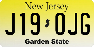 NJ license plate J19OJG