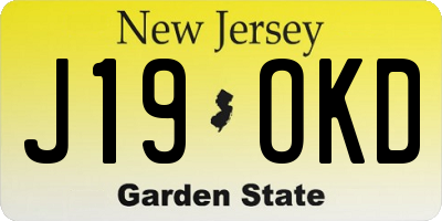 NJ license plate J19OKD