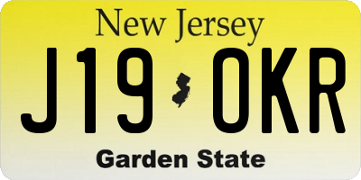 NJ license plate J19OKR