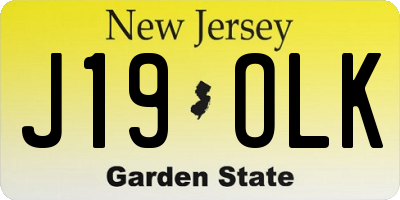 NJ license plate J19OLK