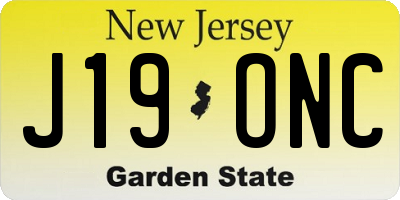NJ license plate J19ONC