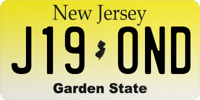 NJ license plate J19OND