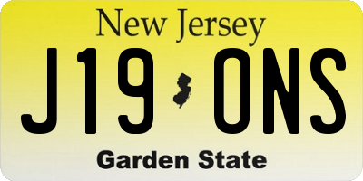 NJ license plate J19ONS