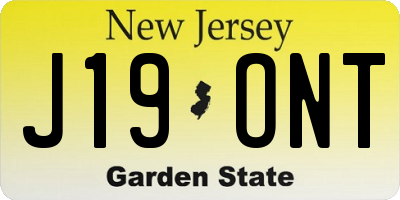 NJ license plate J19ONT