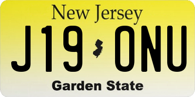 NJ license plate J19ONU