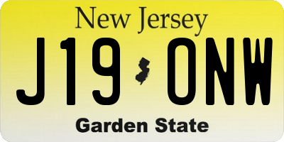 NJ license plate J19ONW