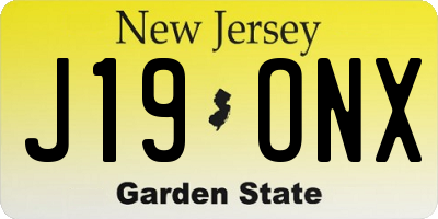 NJ license plate J19ONX