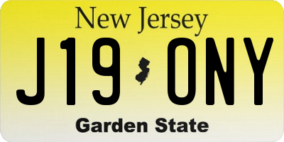 NJ license plate J19ONY