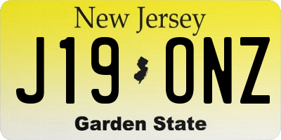 NJ license plate J19ONZ