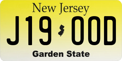 NJ license plate J19OOD