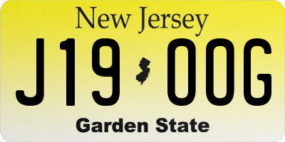 NJ license plate J19OOG