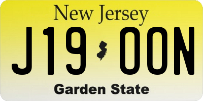 NJ license plate J19OON