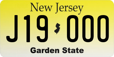 NJ license plate J19OOO
