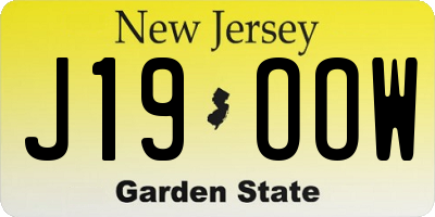 NJ license plate J19OOW