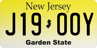 NJ license plate J19OOY