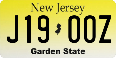 NJ license plate J19OOZ