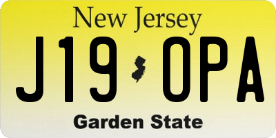 NJ license plate J19OPA