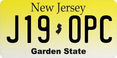 NJ license plate J19OPC