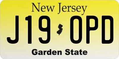 NJ license plate J19OPD
