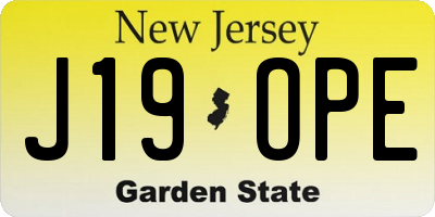 NJ license plate J19OPE