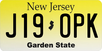 NJ license plate J19OPK