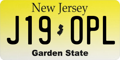 NJ license plate J19OPL