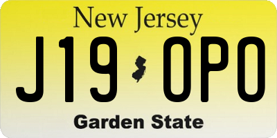 NJ license plate J19OPO