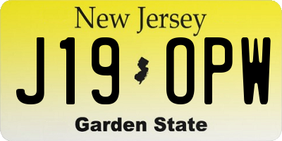 NJ license plate J19OPW
