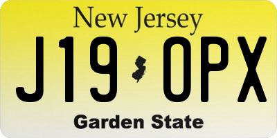 NJ license plate J19OPX