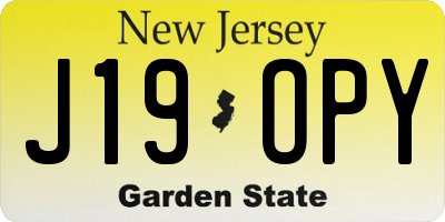 NJ license plate J19OPY