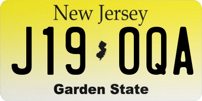 NJ license plate J19OQA