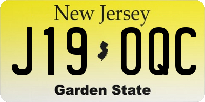 NJ license plate J19OQC