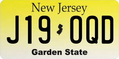 NJ license plate J19OQD