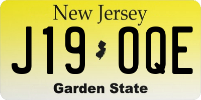 NJ license plate J19OQE